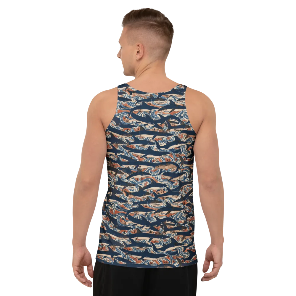 Indigo Koi Current on Men's Tank Top — Back