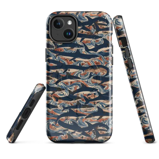 Indigo Koi Current on a MagSafe Tough Case for iPhone®