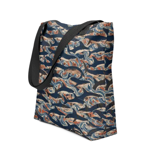 Indigo Koi Current on a Tote Bag