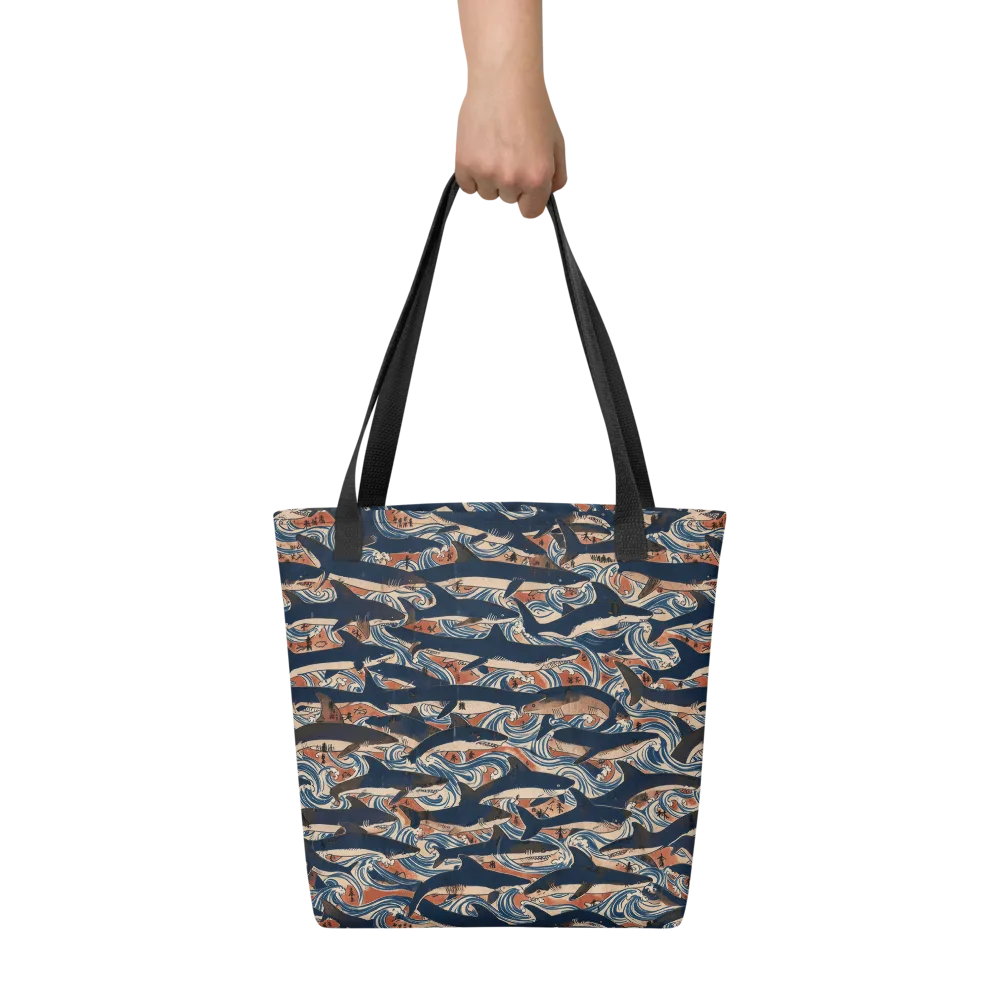Indigo Koi Current on Tote Bag — Front