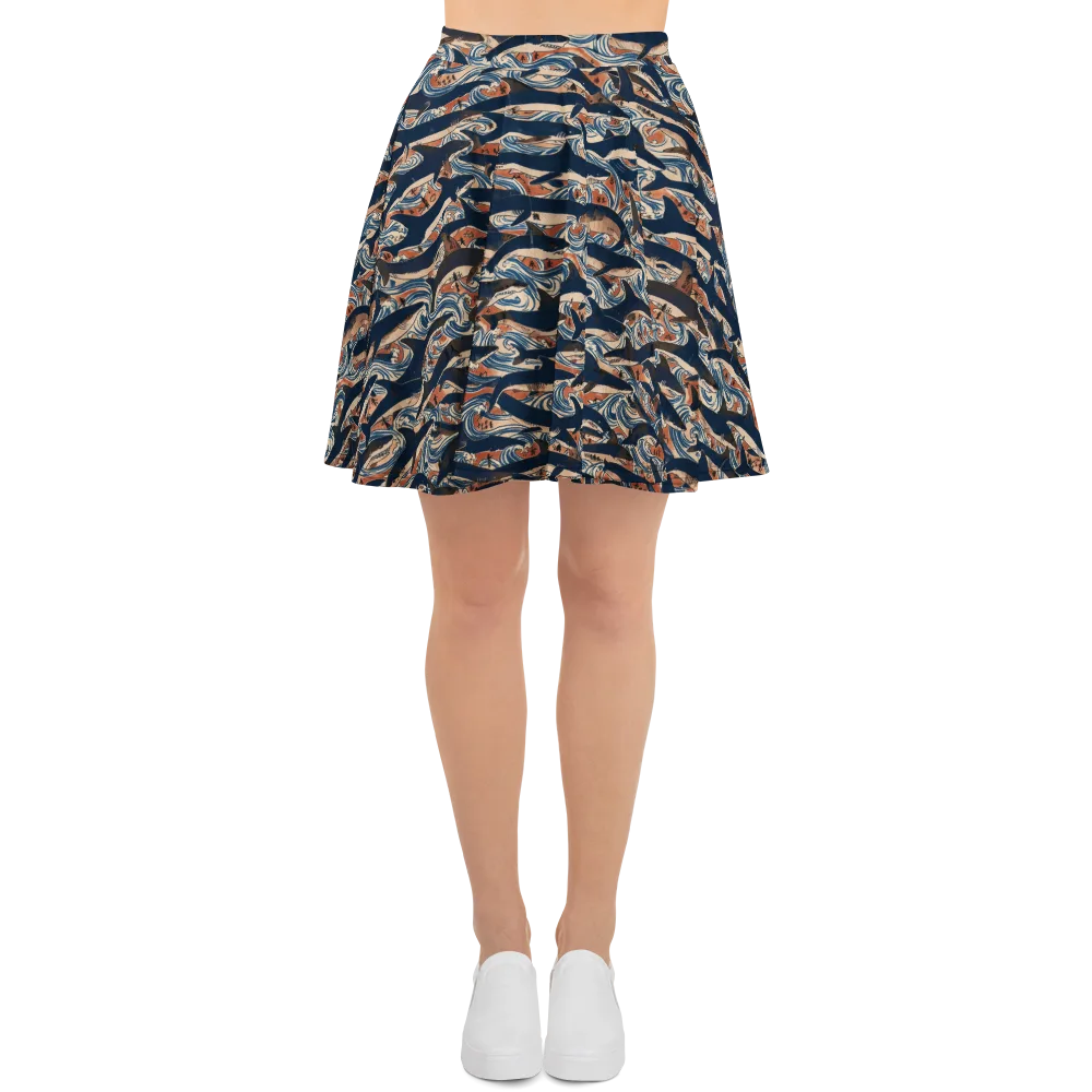 Indigo Koi Current on Skater Skirt — Front
