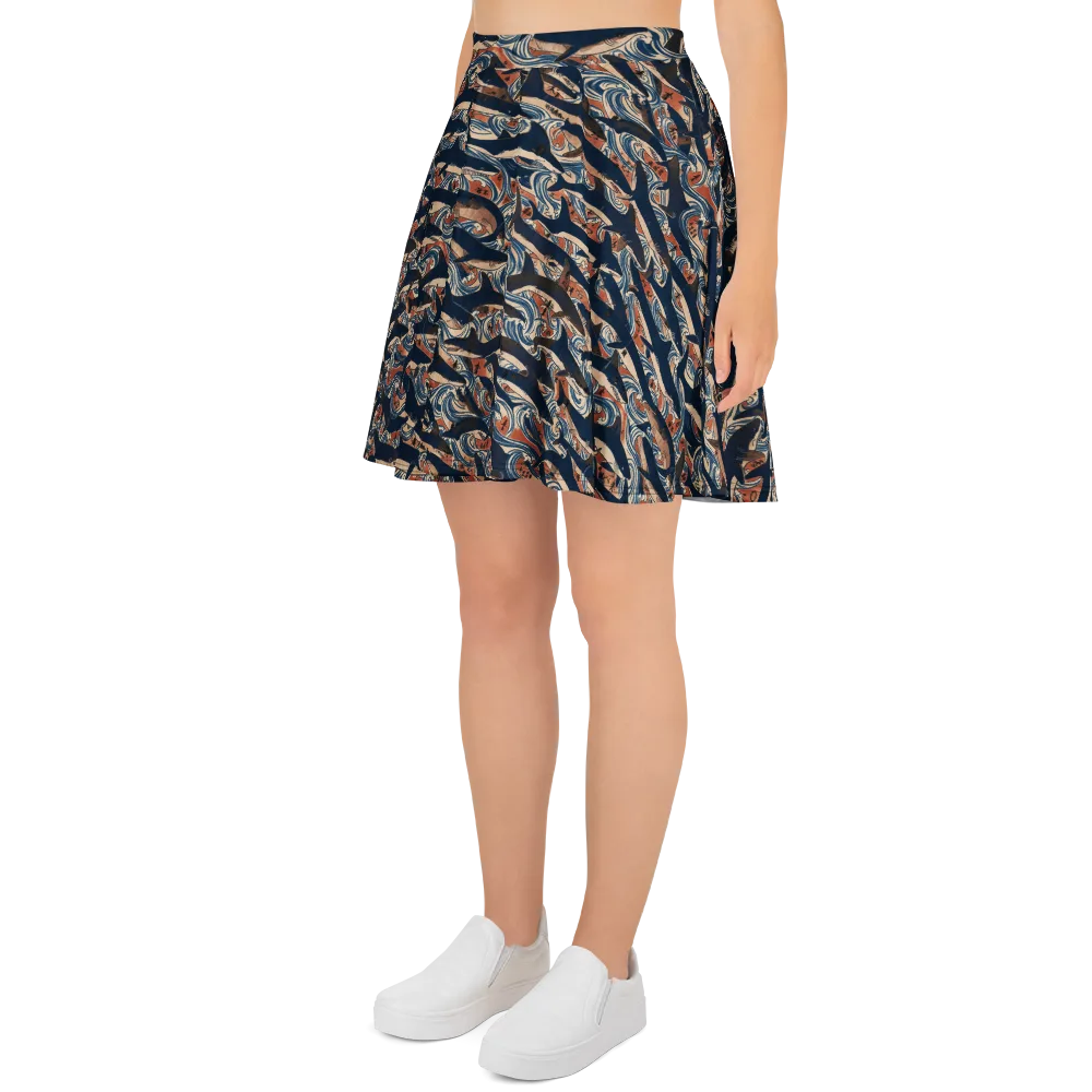 Indigo Koi Current on Skater Skirt — Left