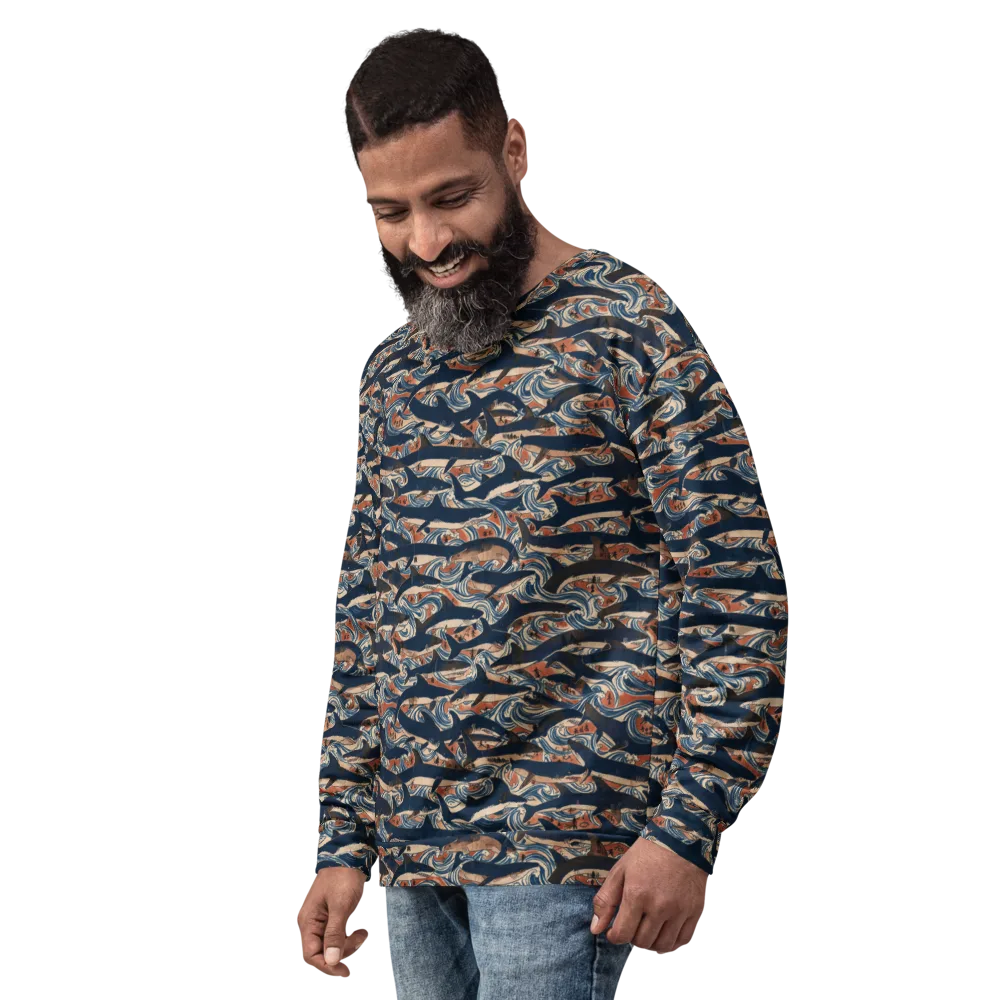 Indigo Koi Current on Sweatshirt — Left Front
