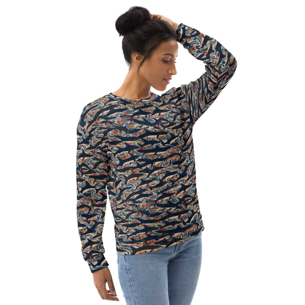 Indigo Koi Current on Sweatshirt — Right Front