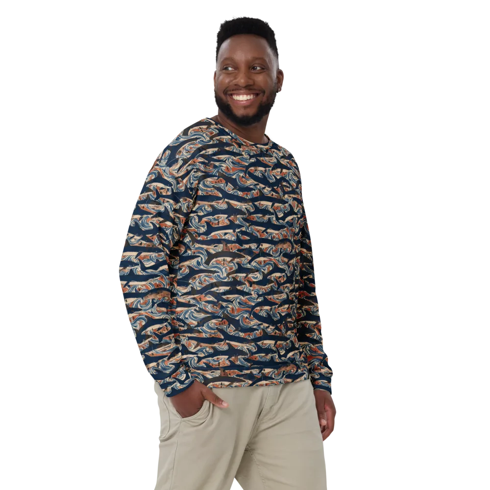 Indigo Koi Current on Sweatshirt — Front