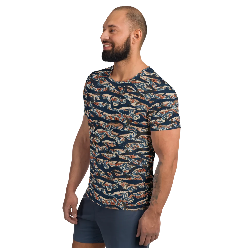Indigo Koi Current on Men's Athletic T-Shirt — Left