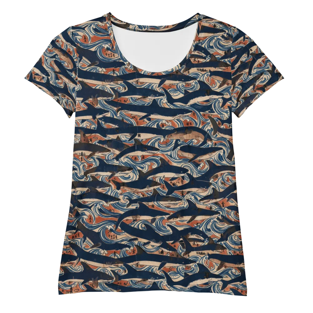 Indigo Koi Current on Women's Athletic T-Shirt — Front