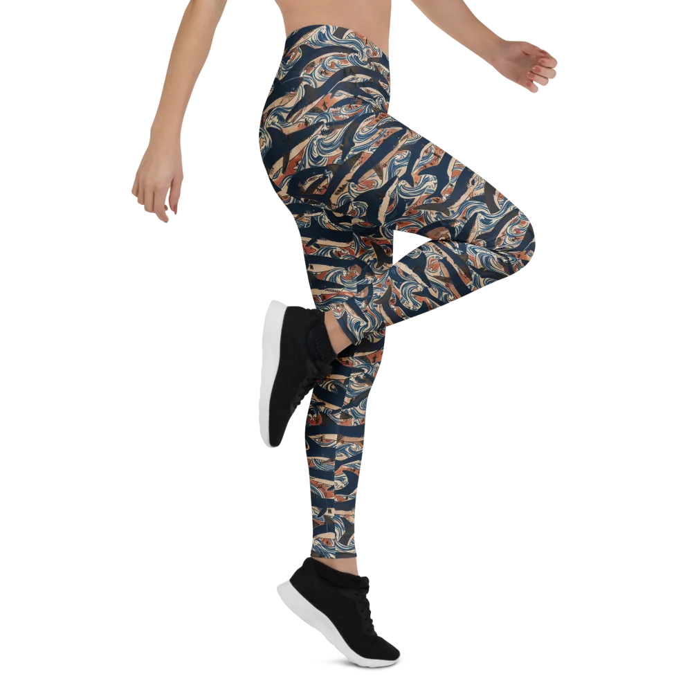 Indigo Koi Current on Leggings — Right