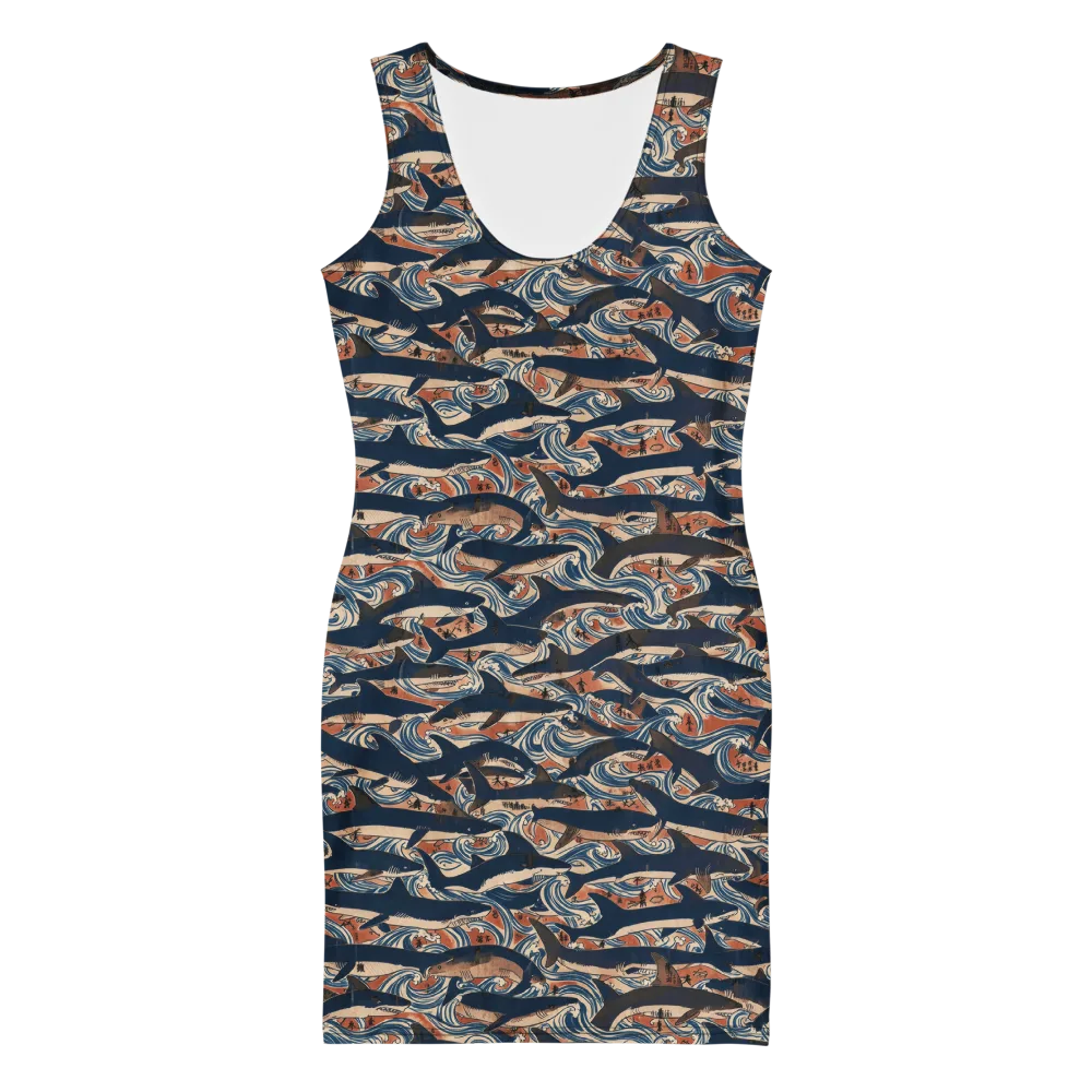 Indigo Koi Current on Bodycon Dress — Front