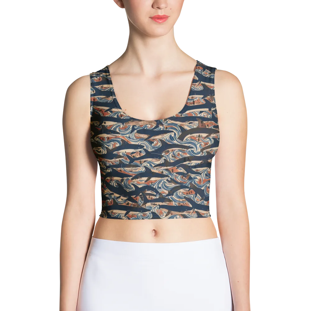 Indigo Koi Current on Crop Top — Front