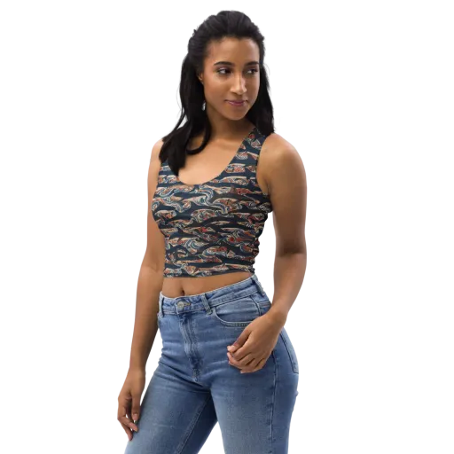 Indigo Koi Current on a Crop Top