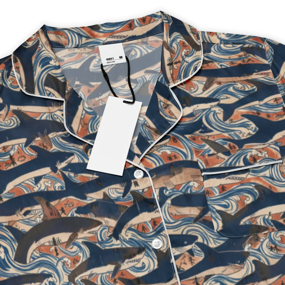 Indigo Koi Current on Women's Short Sleeve Pajama Top — Product details