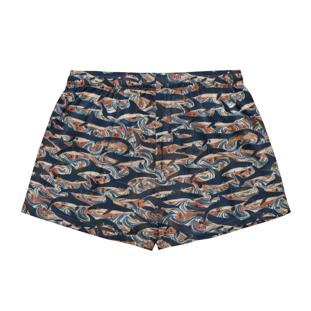 Indigo Koi Current on Women's Pajama Shorts — Back