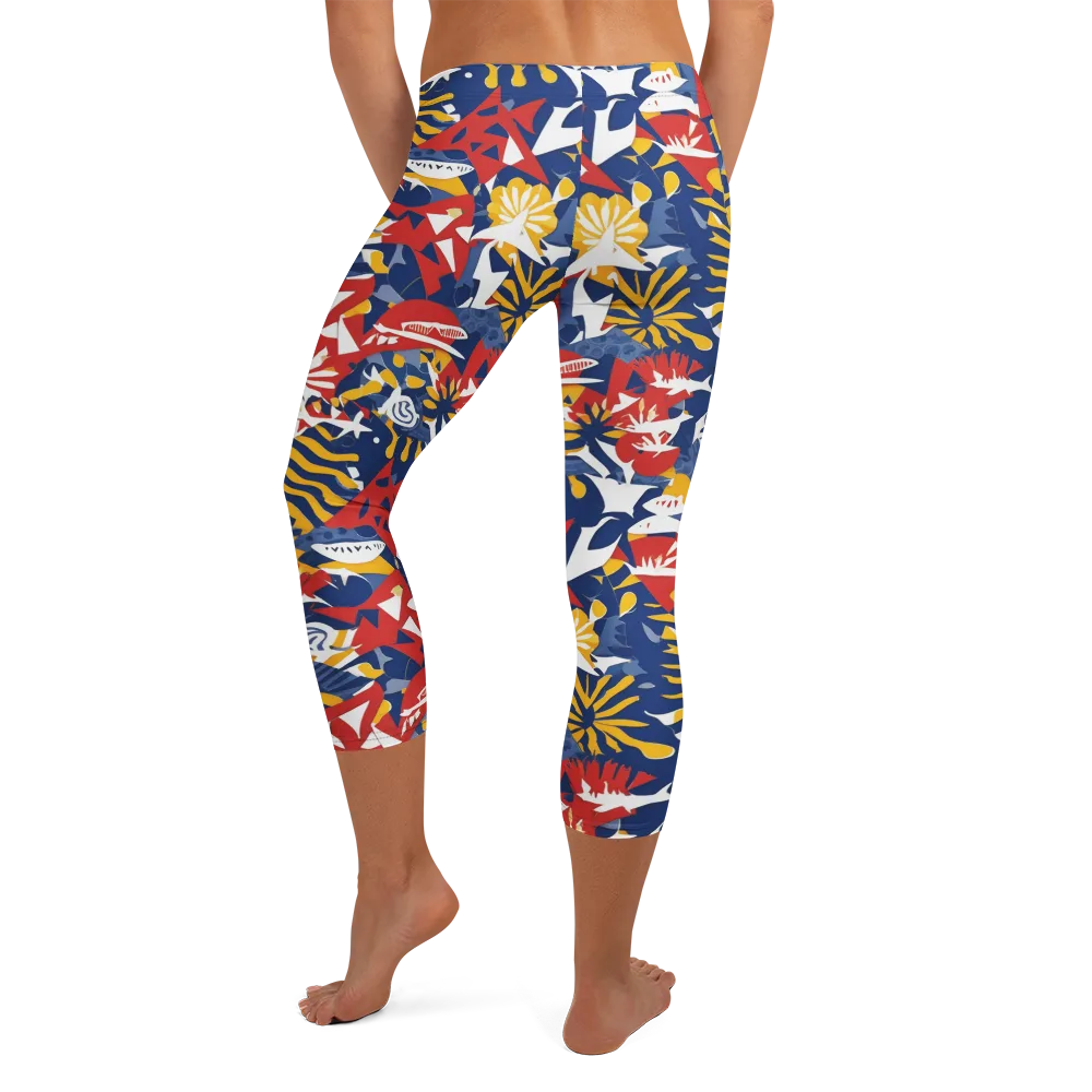 Marigold Riot on Capri Leggings — Back
