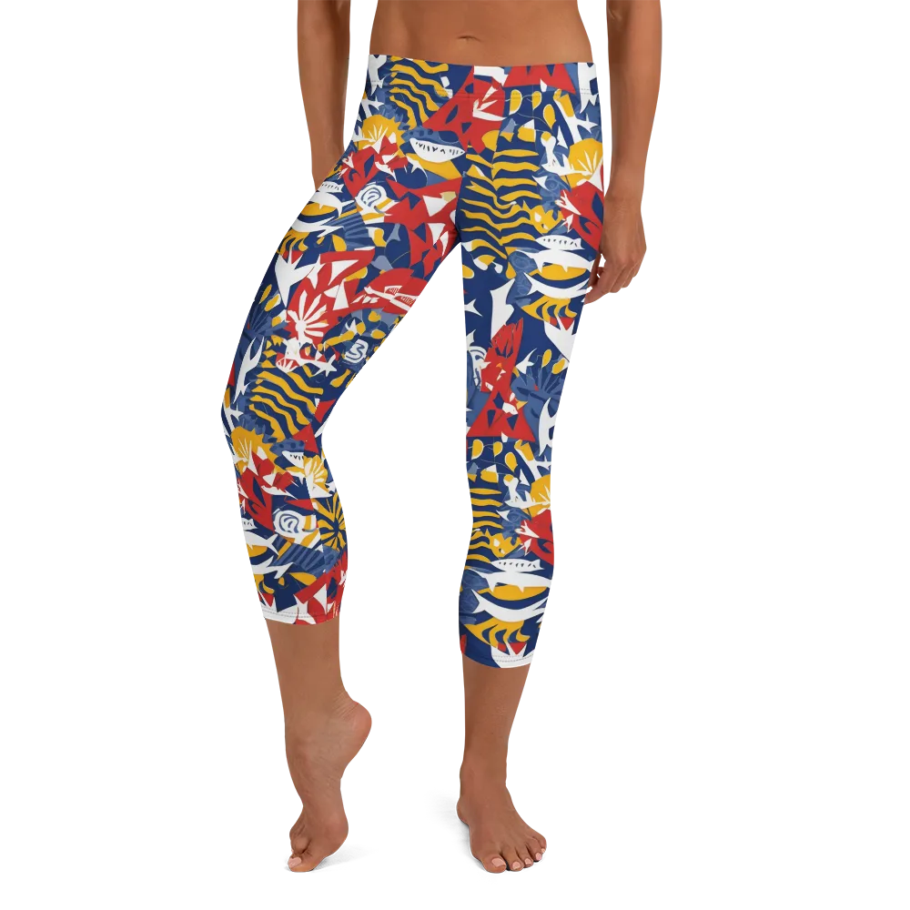 Marigold Riot on Capri Leggings — Front