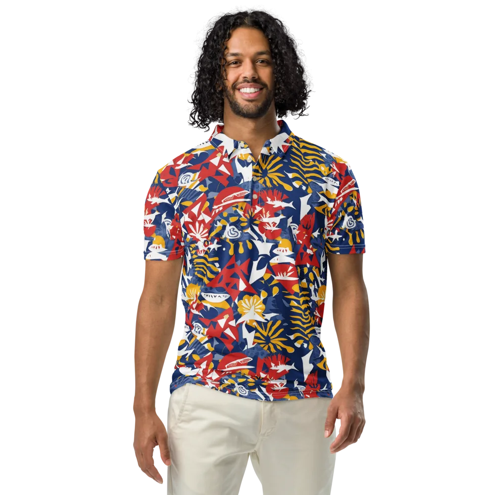 Marigold Riot on Men's Slim Fit Polo Shirt — Front