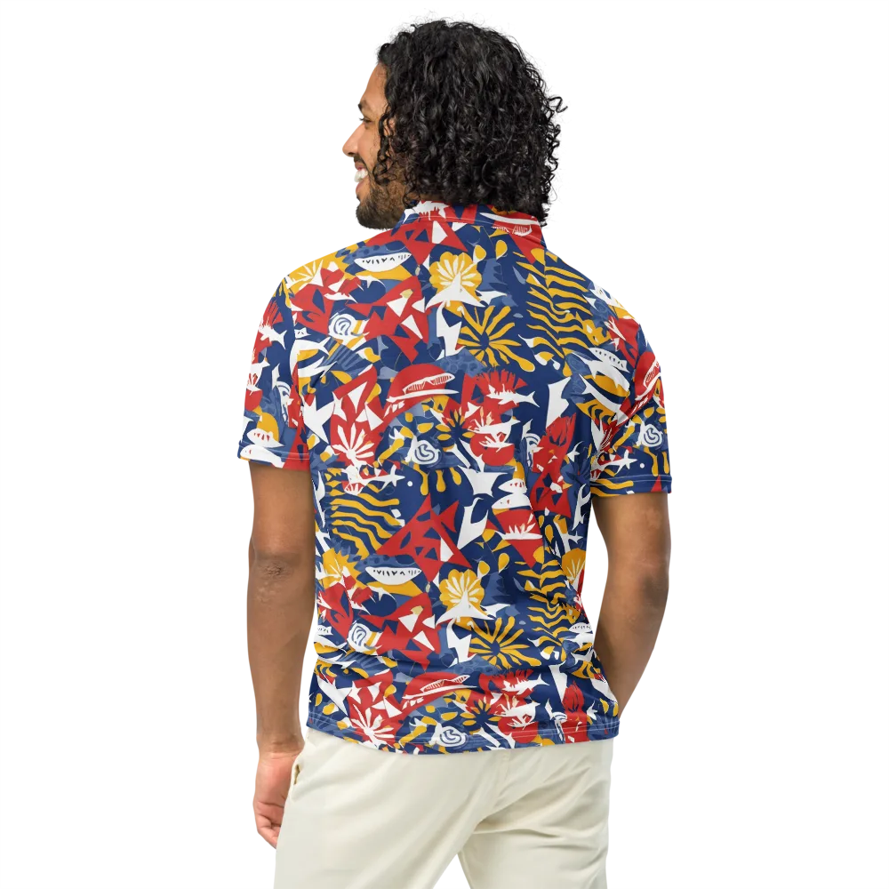 Marigold Riot on Men's Slim Fit Polo Shirt — Back