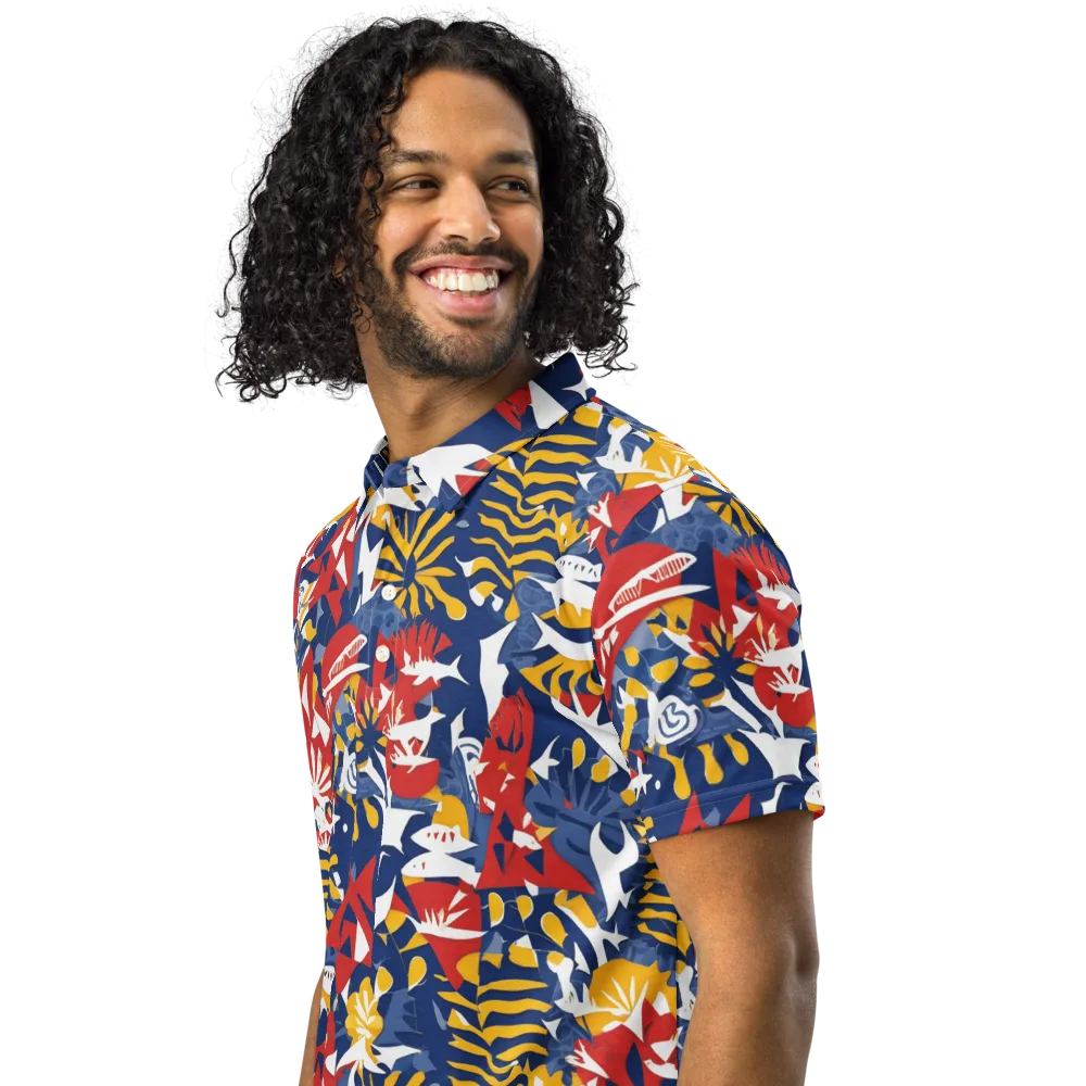 Marigold Riot on Men's Slim Fit Polo Shirt — Left Front