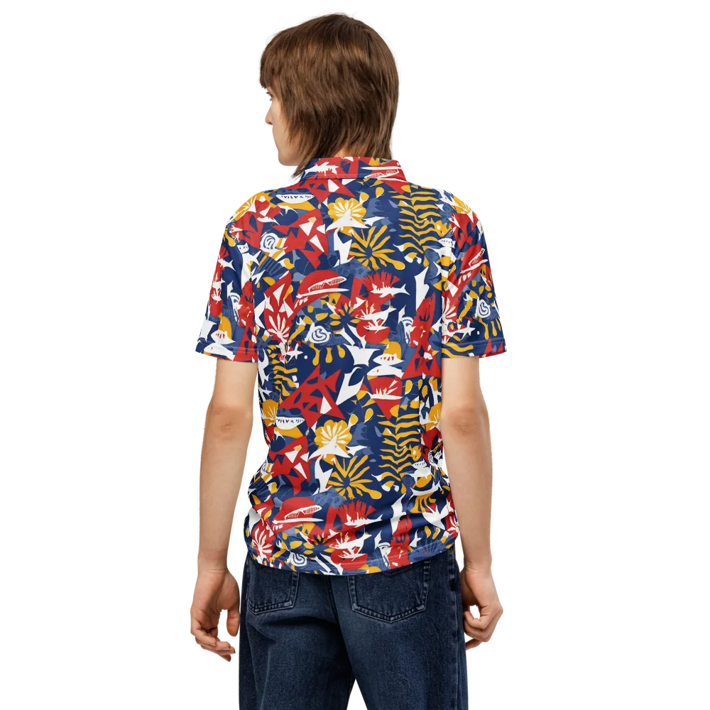 Marigold Riot on Men's Slim Fit Polo Shirt — Back