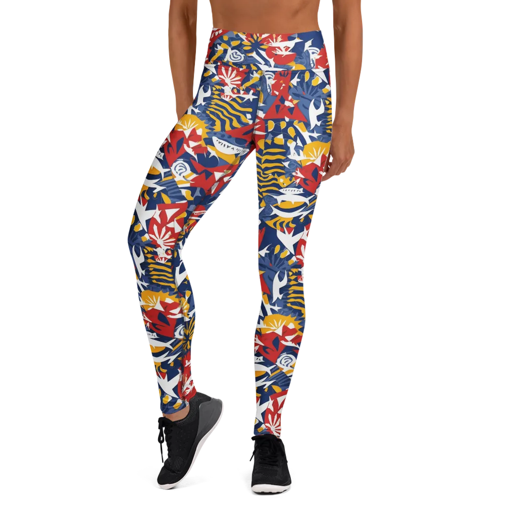 Marigold Riot on Yoga Leggings — Front