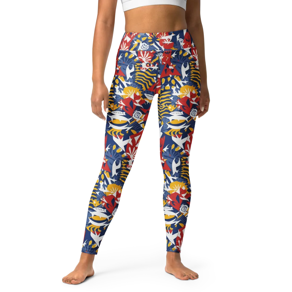 Marigold Riot on Yoga Leggings — Front