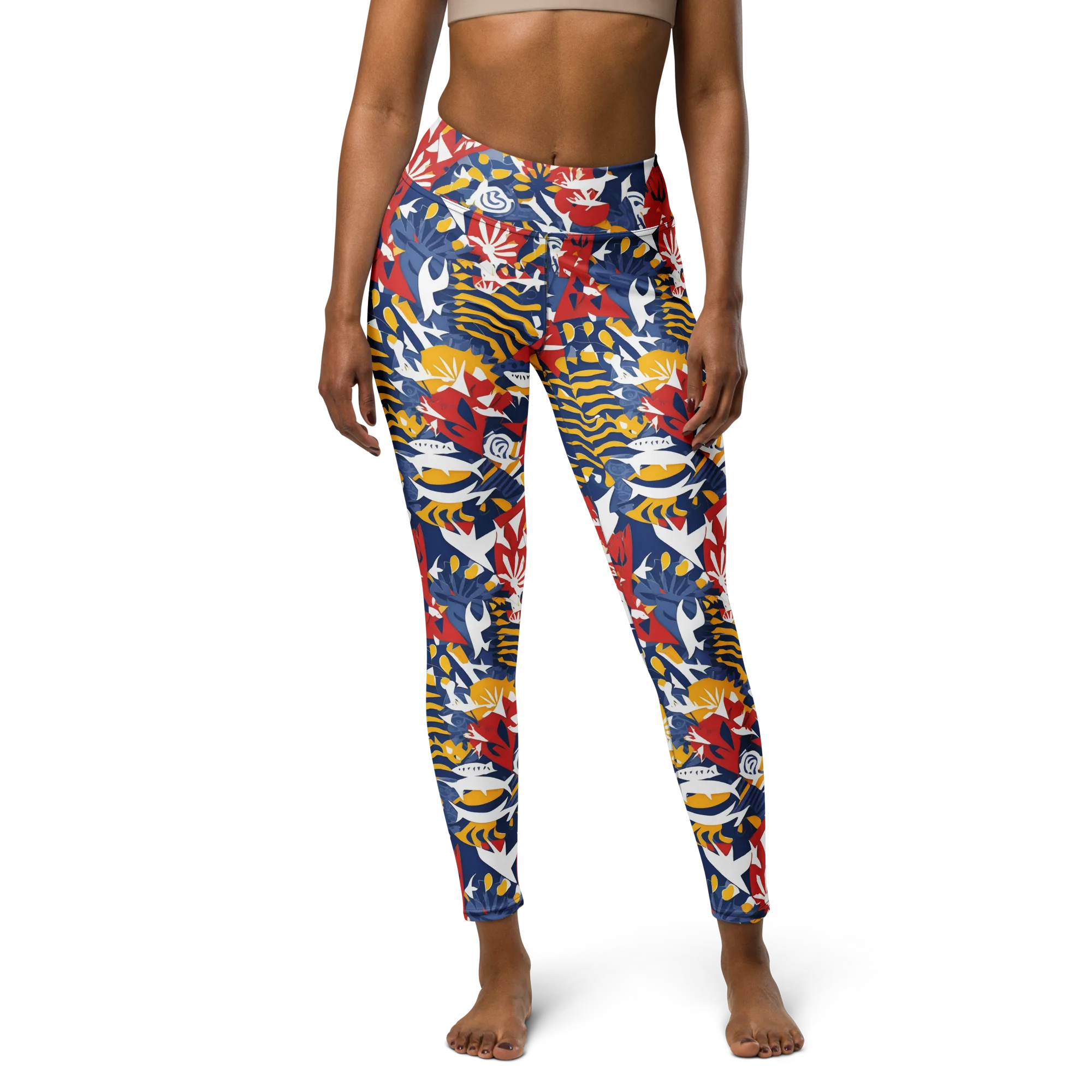 Marigold Riot on Yoga Leggings — Front