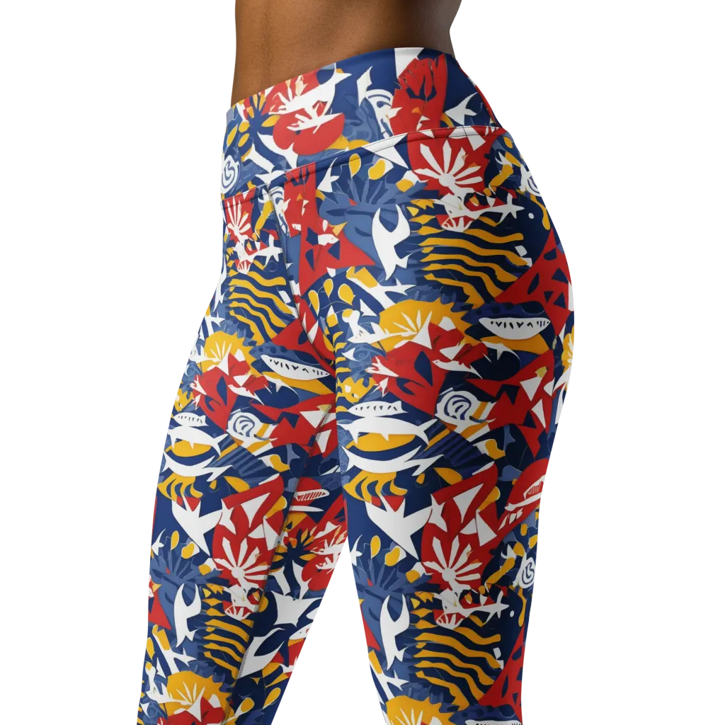 Marigold Riot on Yoga Leggings — Left Front