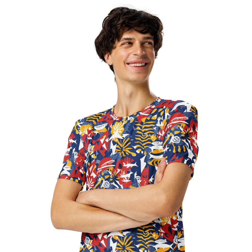 Marigold Riot on Men's Crew Neck T-Shirt — Left Front