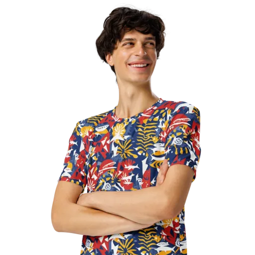 Marigold Riot on a Men's Crew Neck T-Shirt