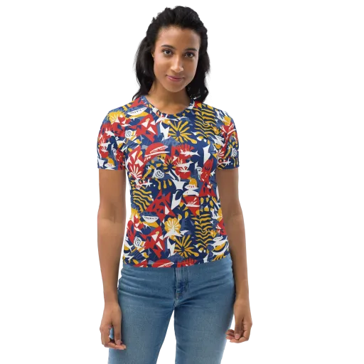 Marigold Riot on a Women's Crew Neck T-Shirt
