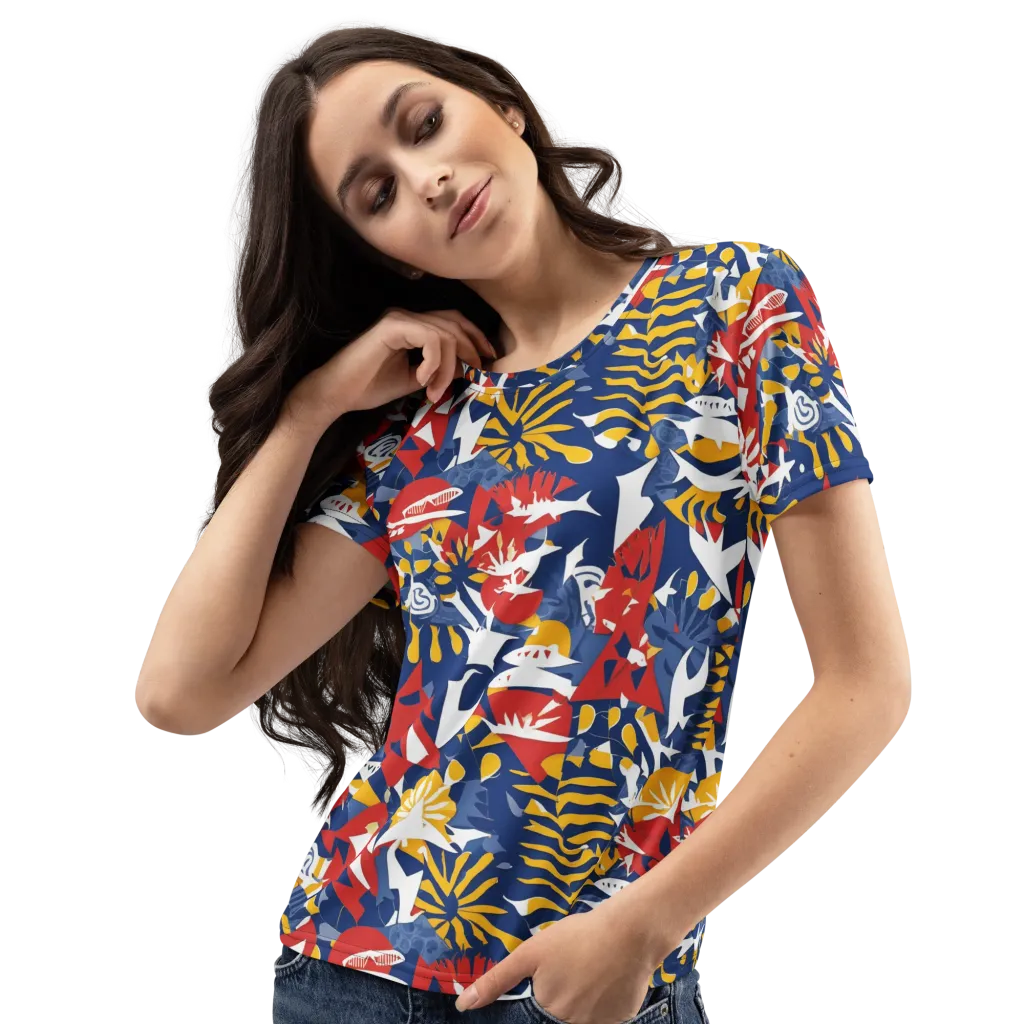Marigold Riot on Women's Crew Neck T-Shirt — Left Front