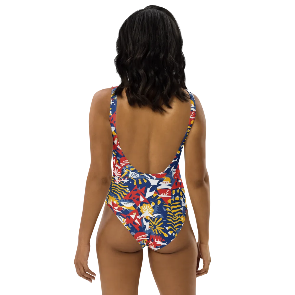 Marigold Riot on One-Piece Swimsuit — Back