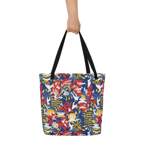 Marigold Riot on a Large Tote Bag W/ Pocket
