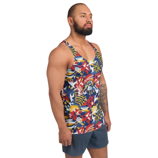 Marigold Riot on a Men's Tank Top