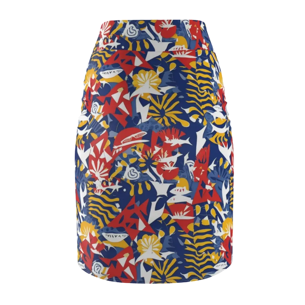 Marigold Riot on Pencil Skirt — Back