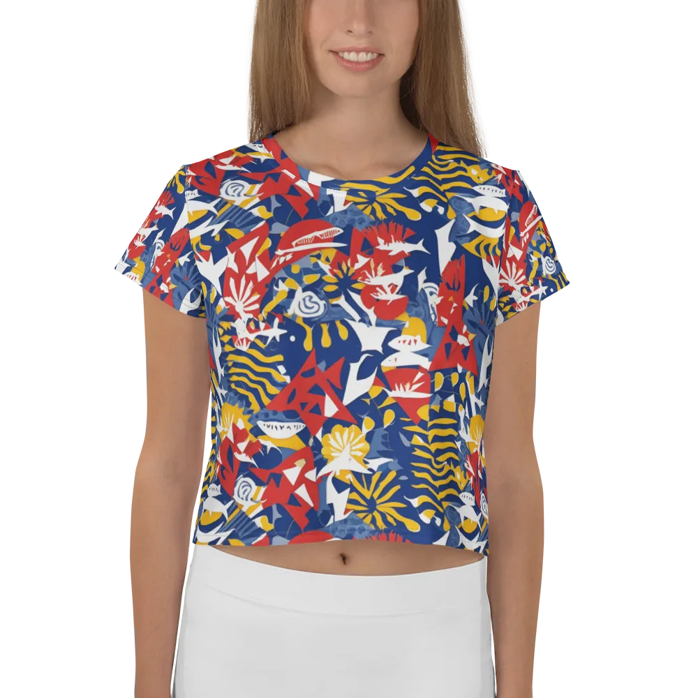 Marigold Riot on Crop Tee — Front