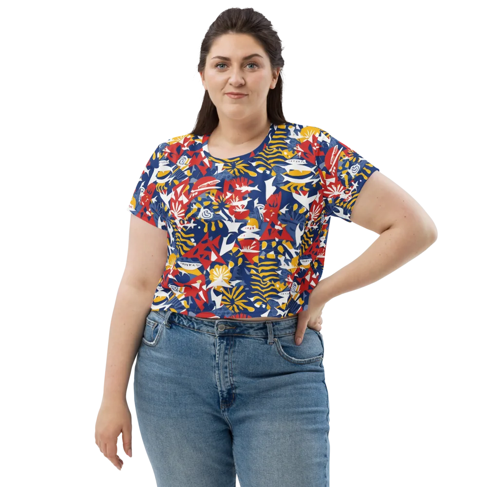 Marigold Riot on Crop Tee — Front