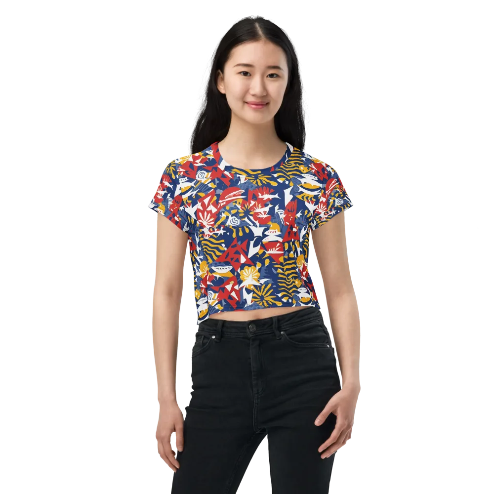 Marigold Riot on Crop Tee — Front