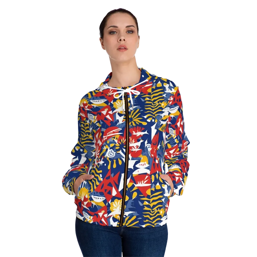 Marigold Riot on Women's Full-Zip Hoodie — Front On Person