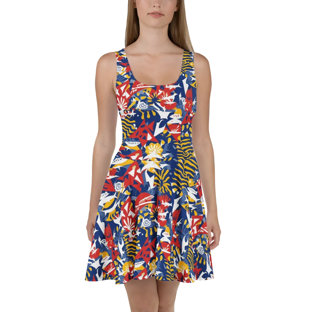 Marigold Riot on Skater Dress — Front