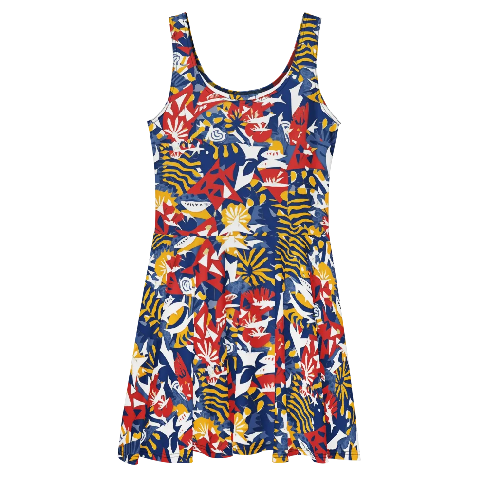 Marigold Riot on Skater Dress — Front