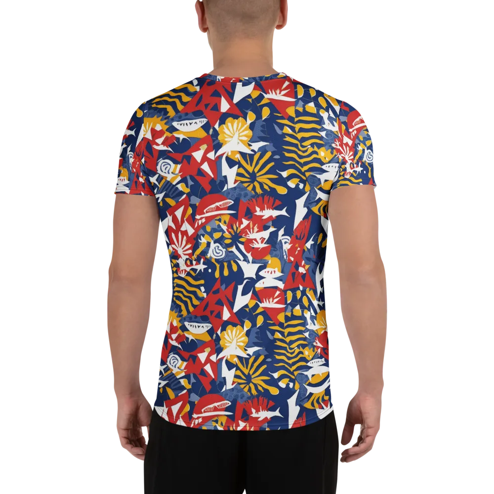 Marigold Riot on Men's Athletic T-Shirt — Back