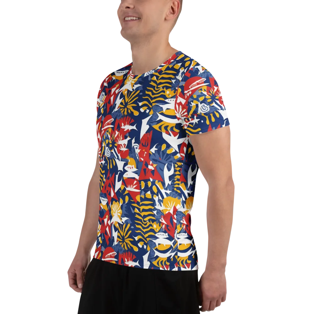 Marigold Riot on Men's Athletic T-Shirt — Left