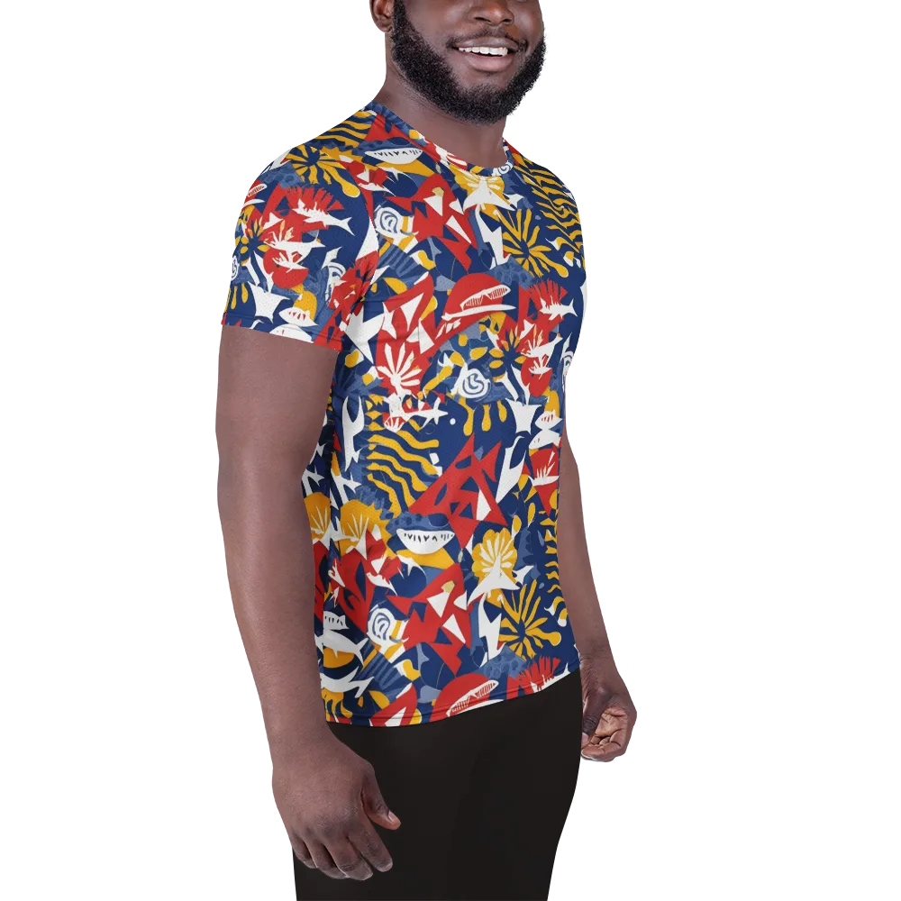 Marigold Riot on Men's Athletic T-Shirt — Right