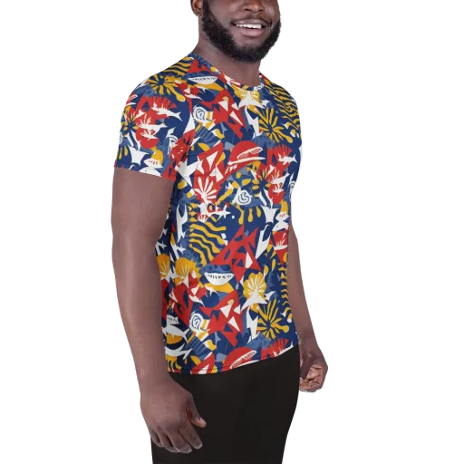 Marigold Riot on a Men's Athletic T-Shirt