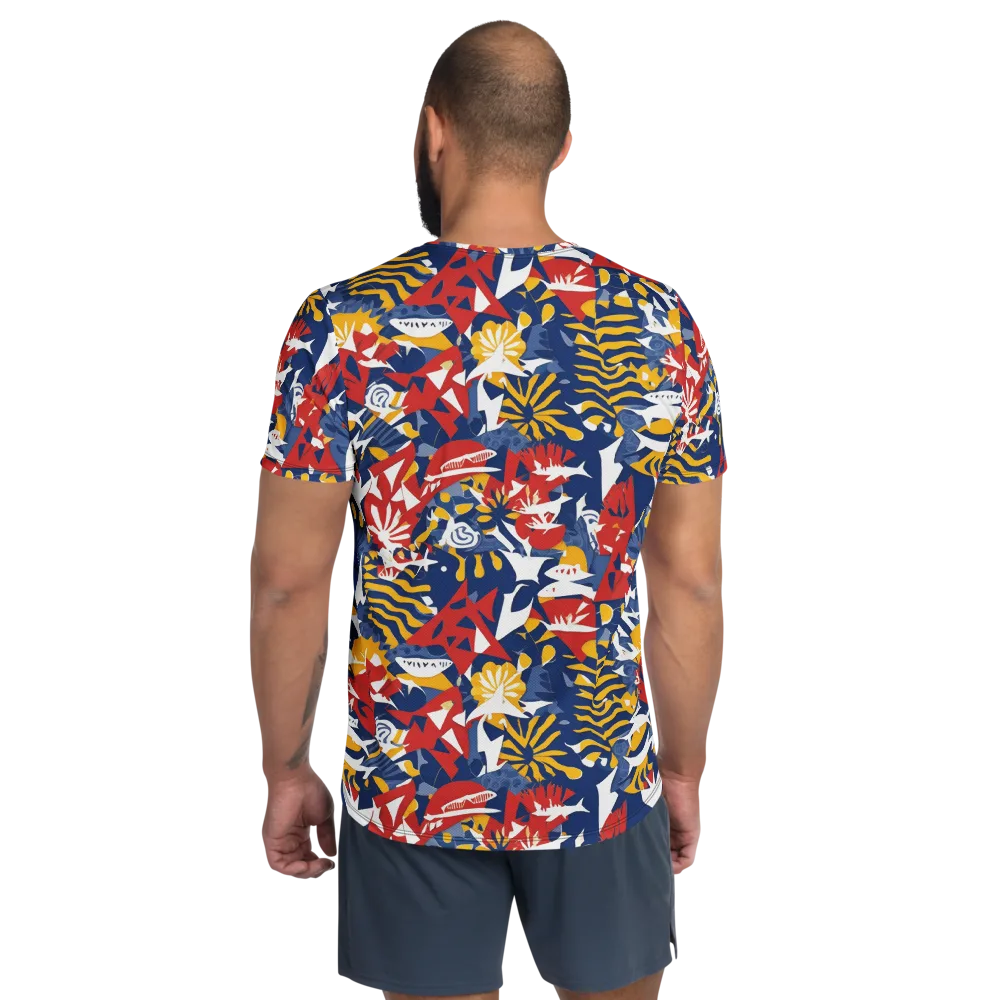 Marigold Riot on Men's Athletic T-Shirt — Back