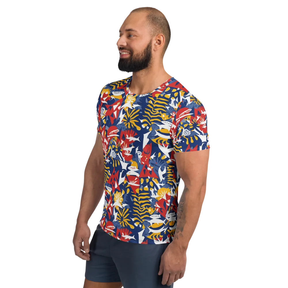Marigold Riot on Men's Athletic T-Shirt — Left