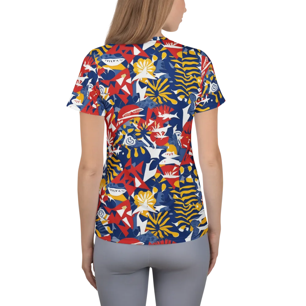 Marigold Riot on Women's Athletic T-Shirt — Back