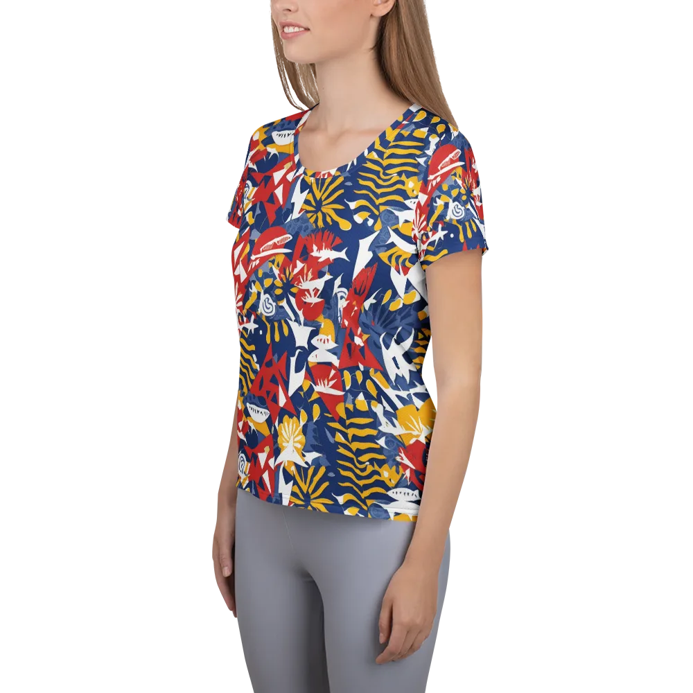 Marigold Riot on Women's Athletic T-Shirt — Left