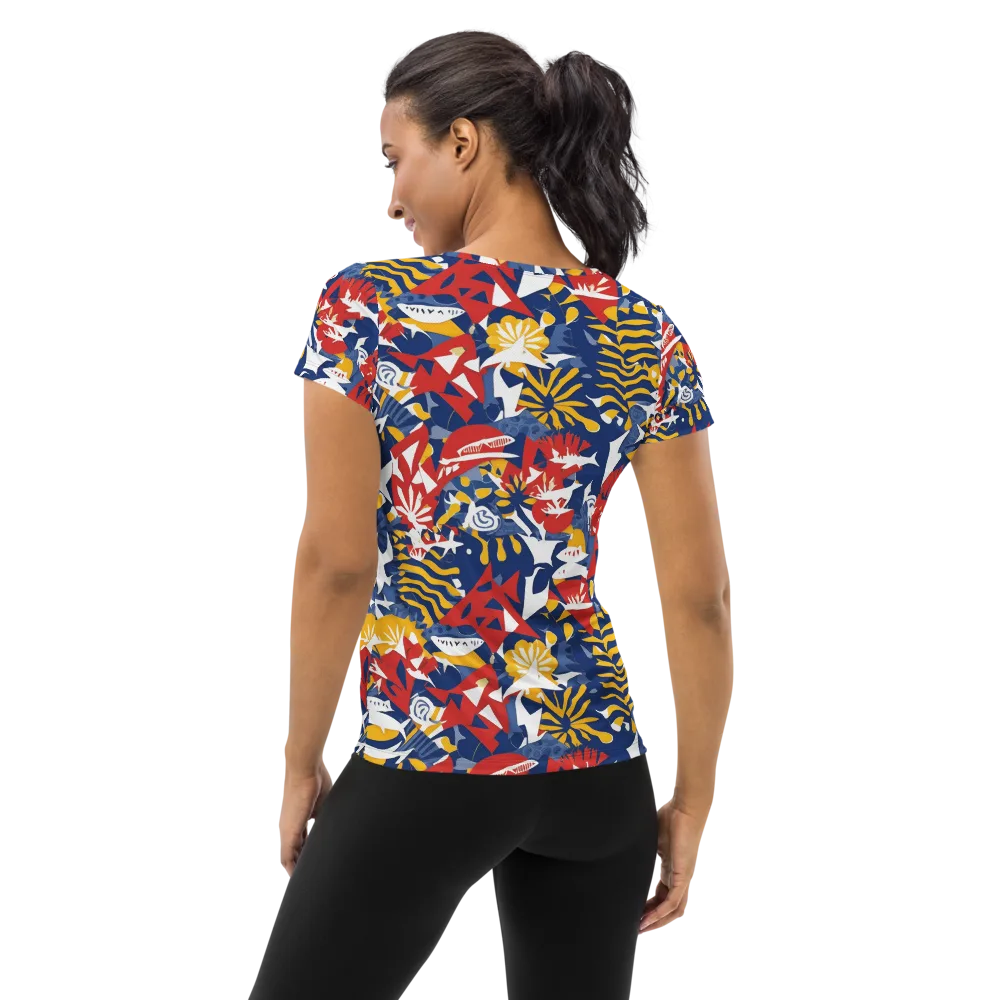 Marigold Riot on Women's Athletic T-Shirt — Back